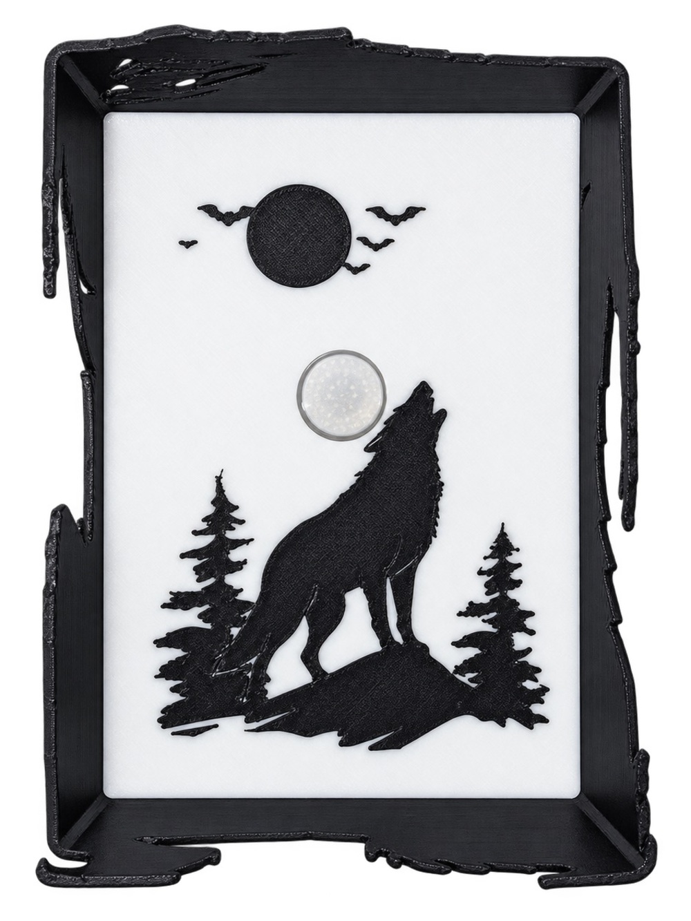 Halloween werewolf shadow Night Light - Black on White